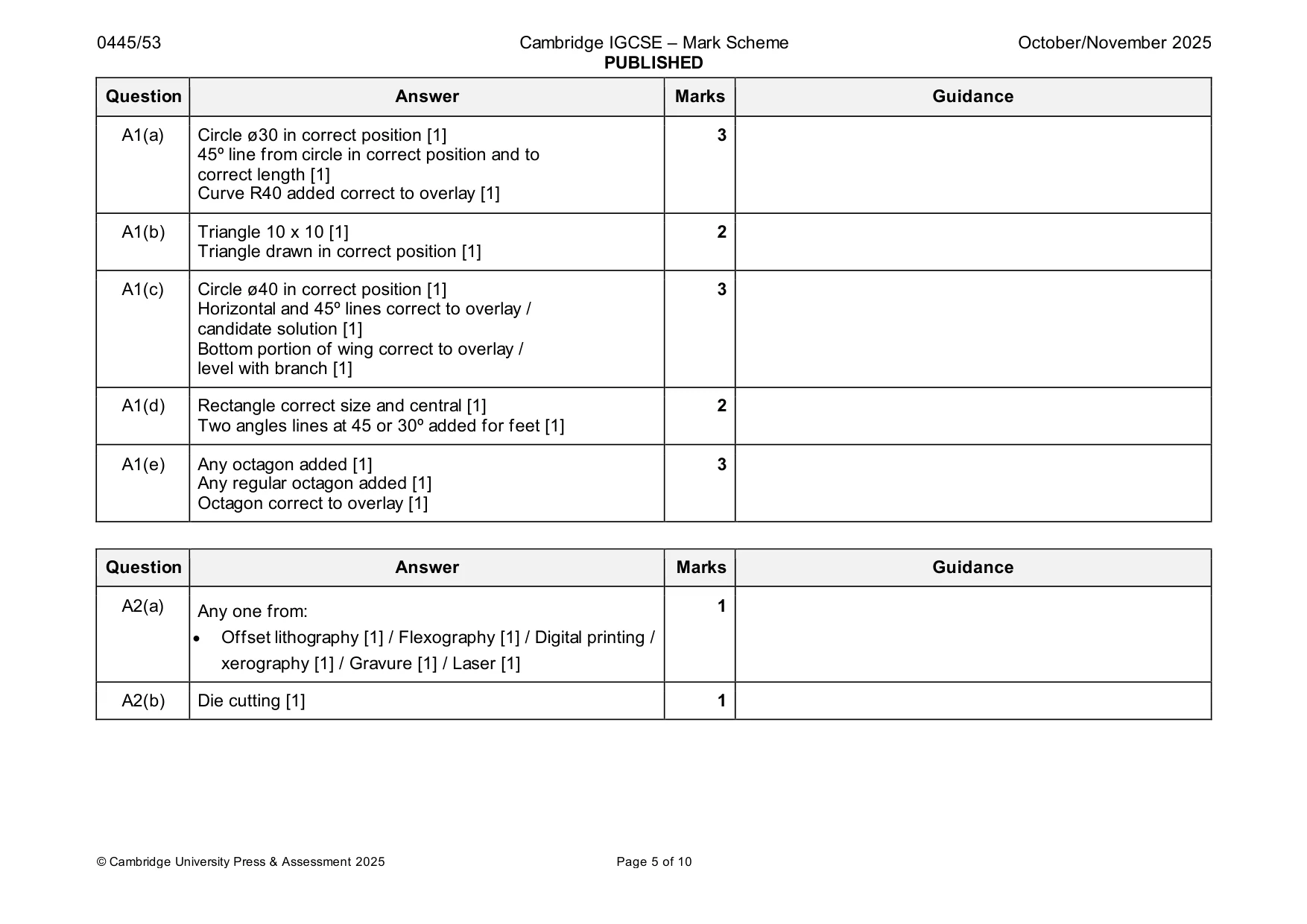 Mark scheme, page 5 of 10