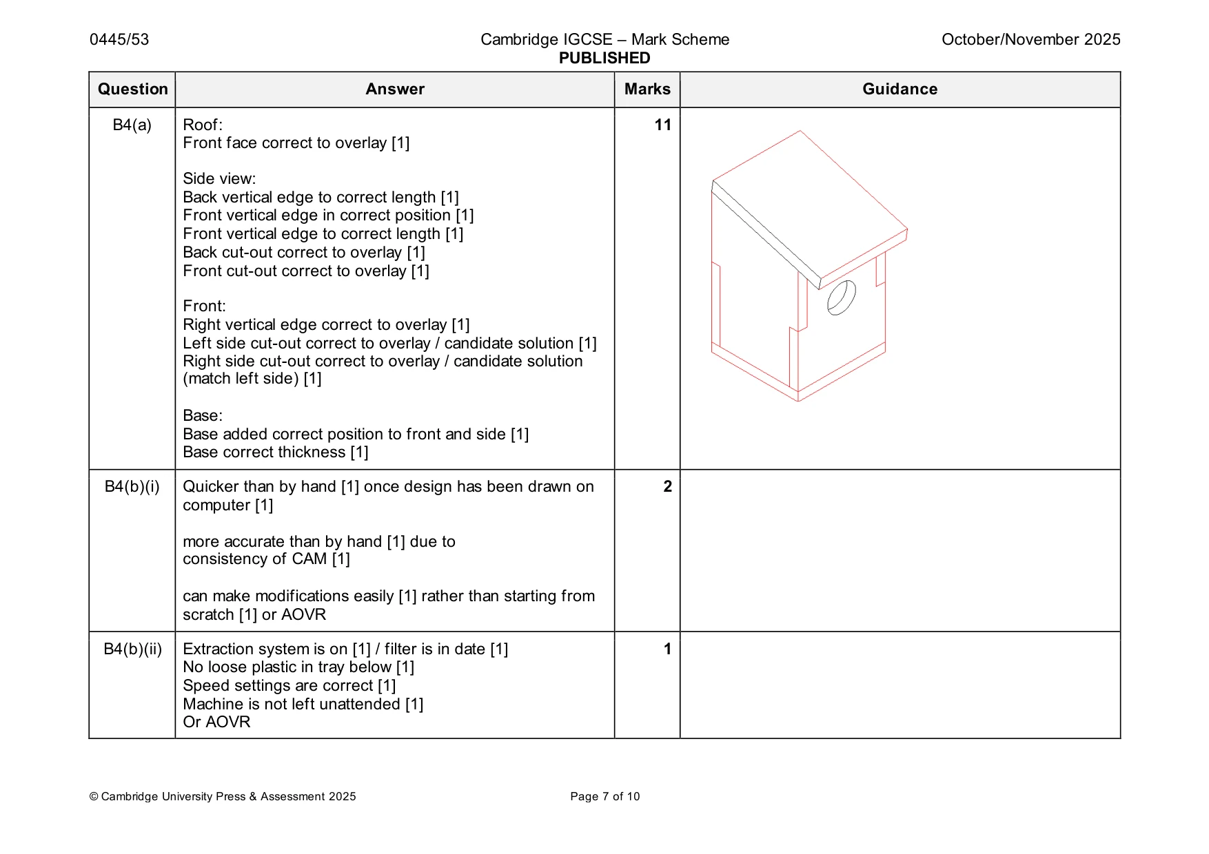 Mark scheme, page 7 of 10