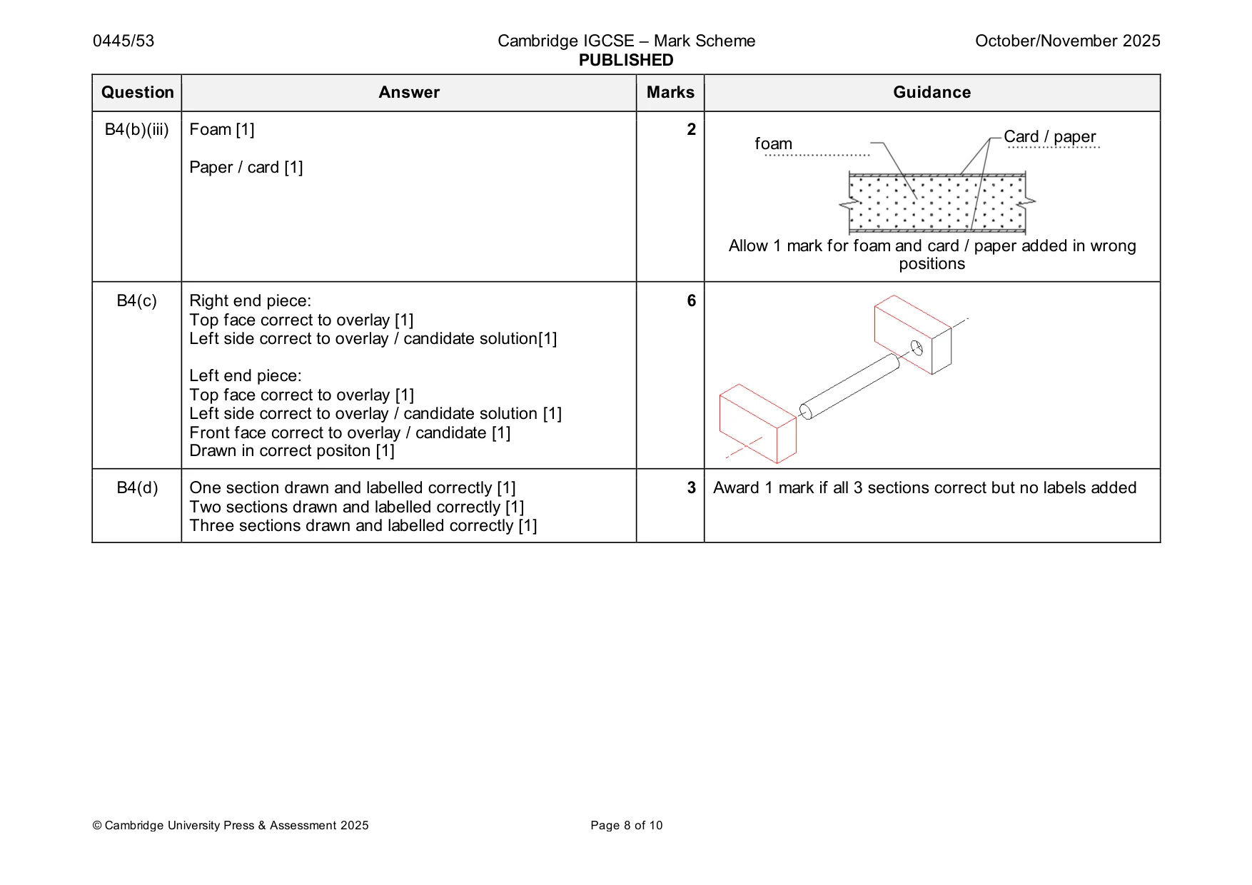 Mark scheme, page 8 of 10