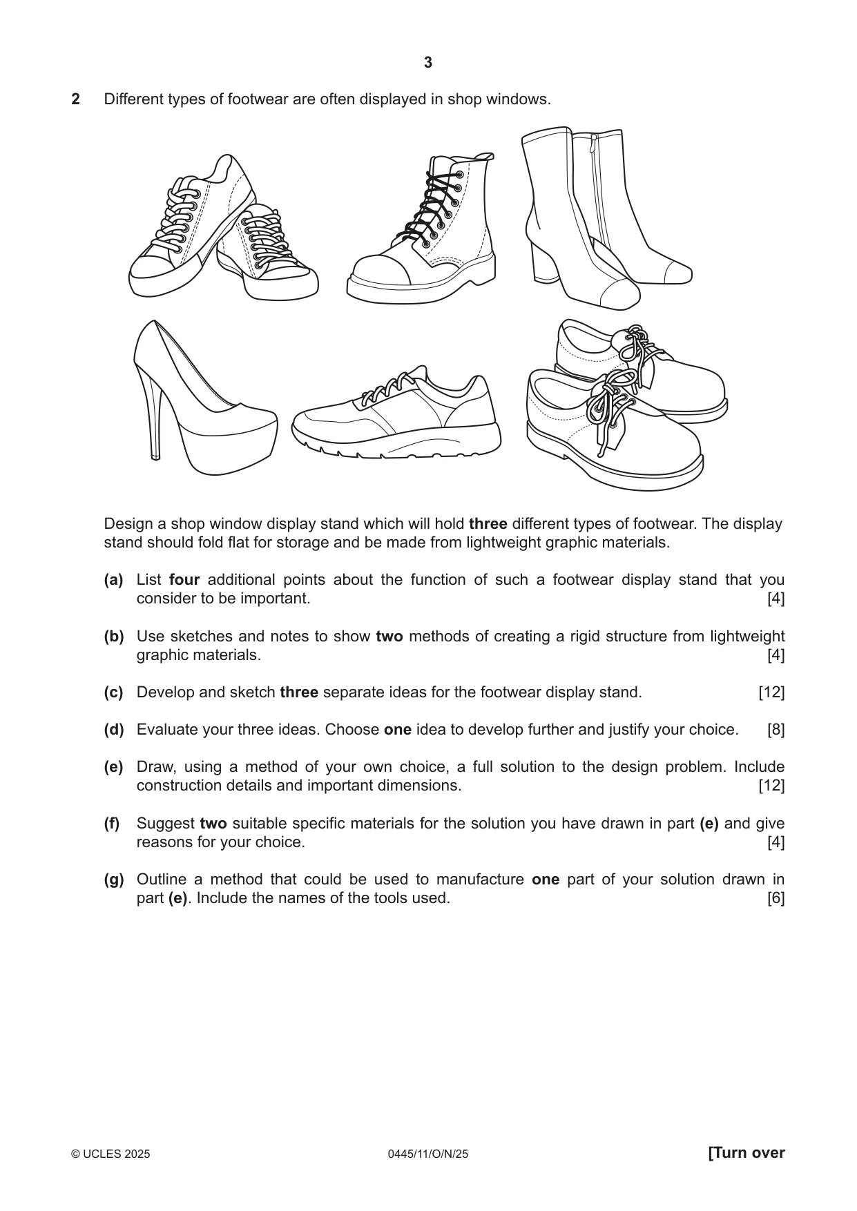 Cambridge IGCSE Design and Technology 0445 2025 Oct/Nov Paper 1 · Variant 1 question paper, page 3 of 4