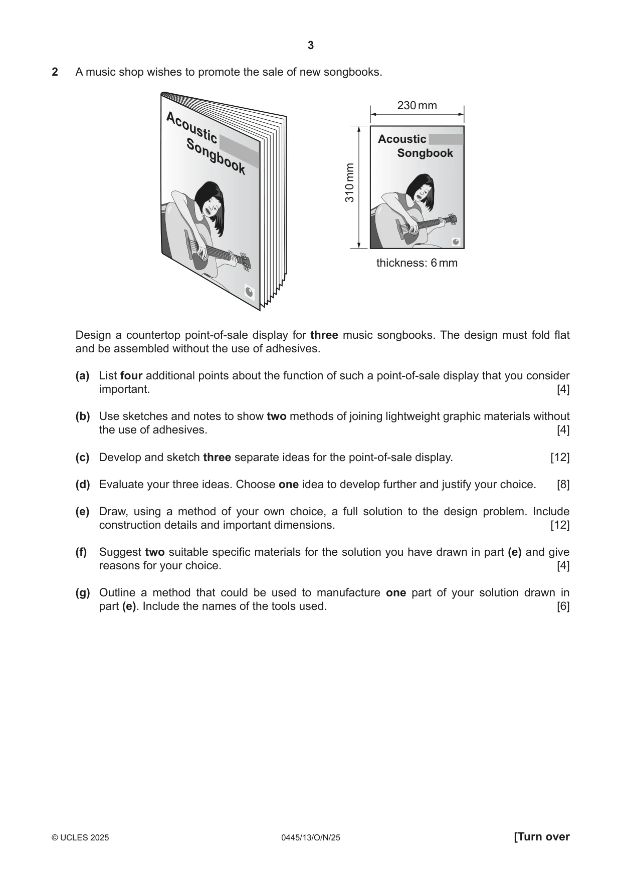 Cambridge IGCSE Design and Technology 0445 2025 Oct/Nov Paper 1 · Variant 3 question paper, page 3 of 4
