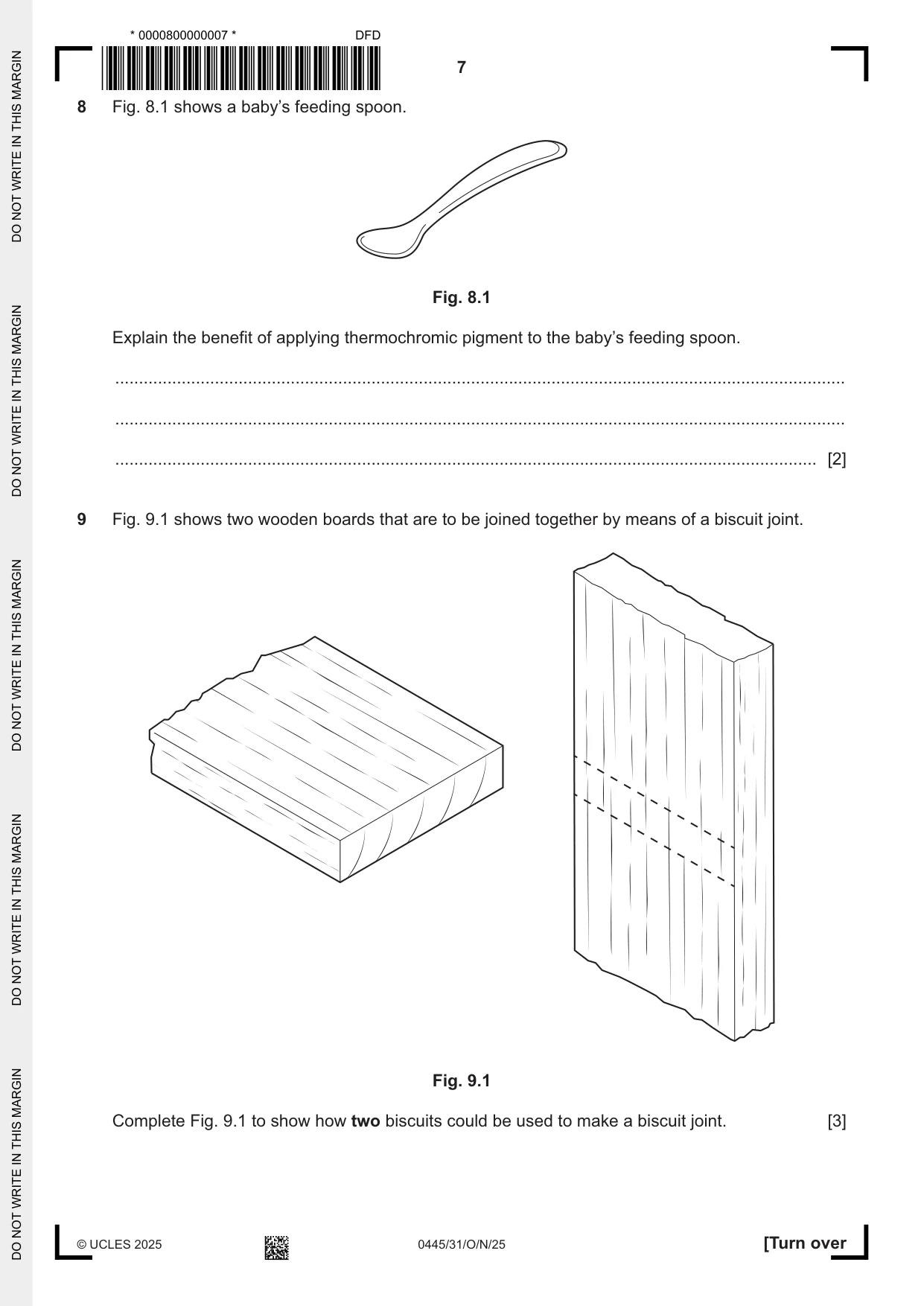 Cambridge IGCSE Design and Technology 0445 2025 Oct/Nov Paper 3 · Variant 1 question paper, page 7 of 24