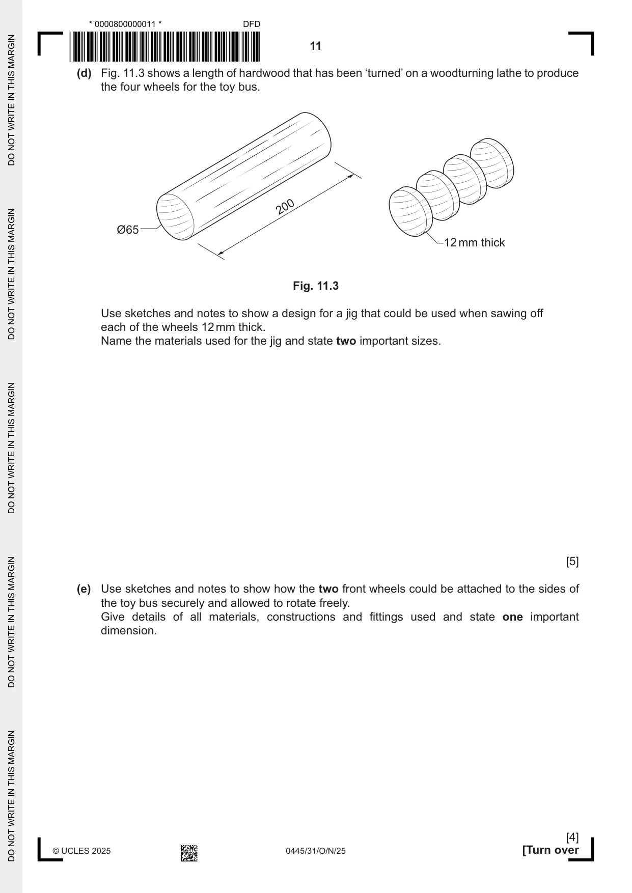 Cambridge IGCSE Design and Technology 0445 2025 Oct/Nov Paper 3 · Variant 1 question paper, page 11 of 24