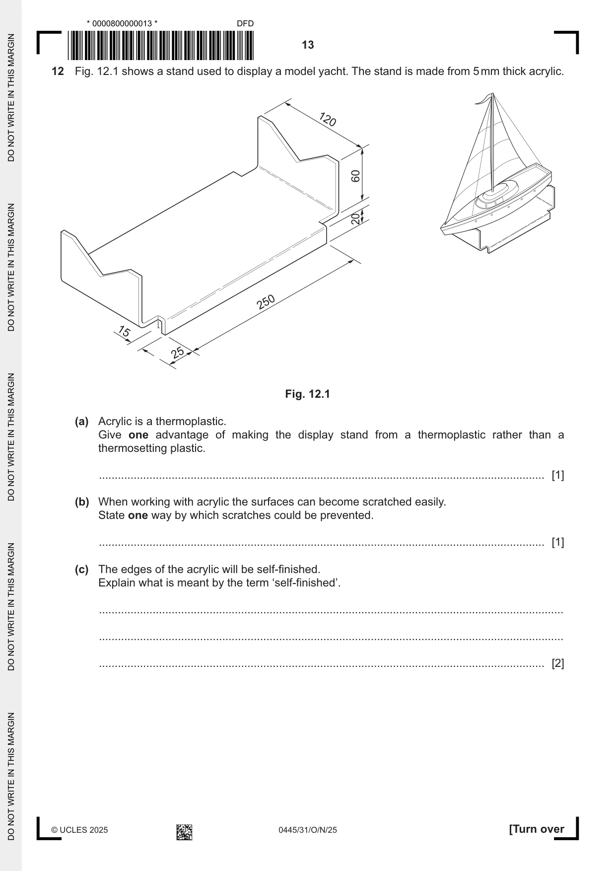 Cambridge IGCSE Design and Technology 0445 2025 Oct/Nov Paper 3 · Variant 1 question paper, page 13 of 24