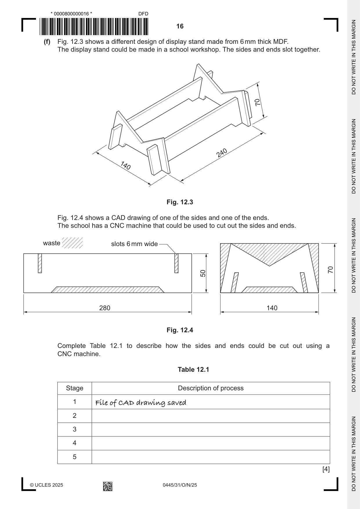 Cambridge IGCSE Design and Technology 0445 2025 Oct/Nov Paper 3 · Variant 1 question paper, page 16 of 24