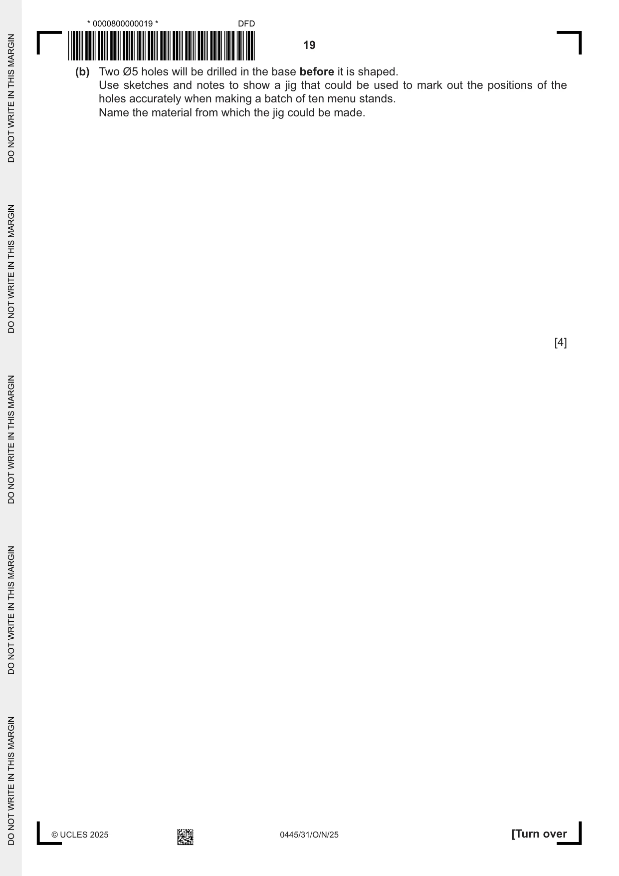 Cambridge IGCSE Design and Technology 0445 2025 Oct/Nov Paper 3 · Variant 1 question paper, page 19 of 24