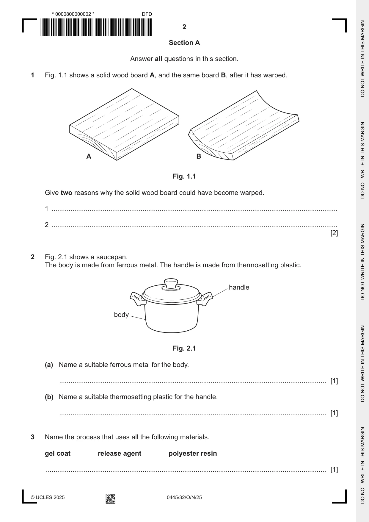 Cambridge IGCSE Design and Technology 0445 2025 Oct/Nov Paper 3 · Variant 2 question paper, page 2 of 24