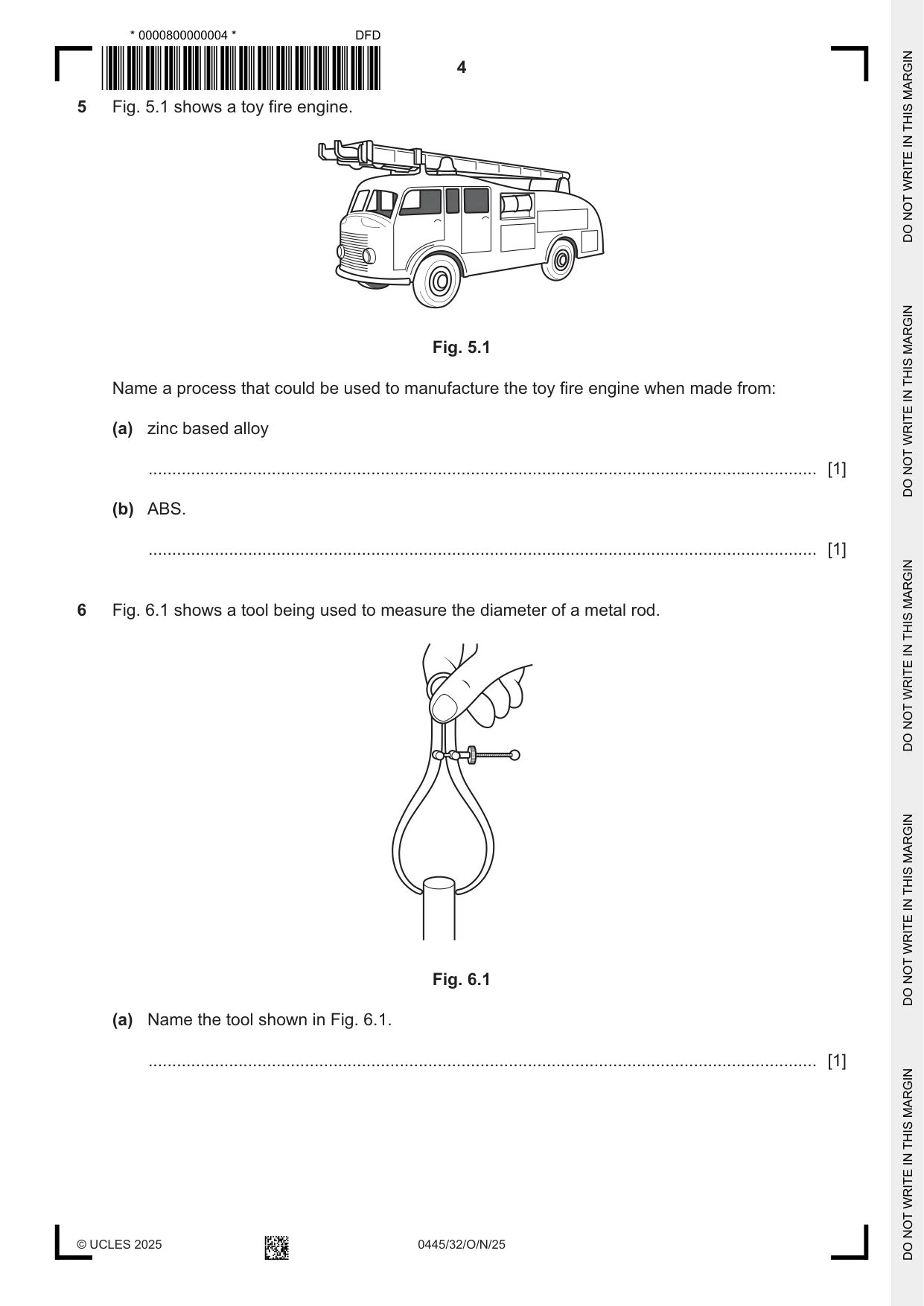 Cambridge IGCSE Design and Technology 0445 2025 Oct/Nov Paper 3 · Variant 2 question paper, page 4 of 24