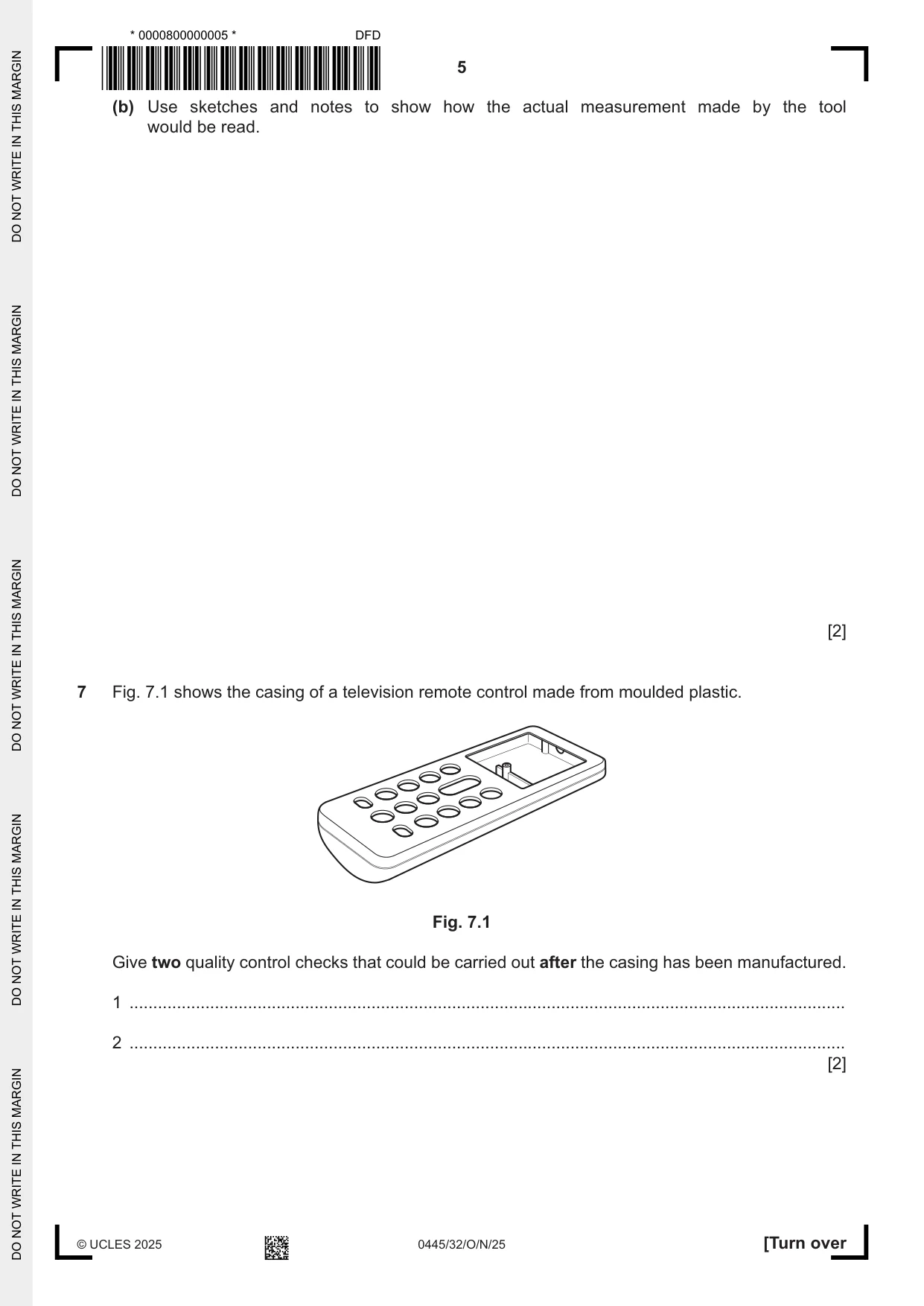 Cambridge IGCSE Design and Technology 0445 2025 Oct/Nov Paper 3 · Variant 2 question paper, page 5 of 24