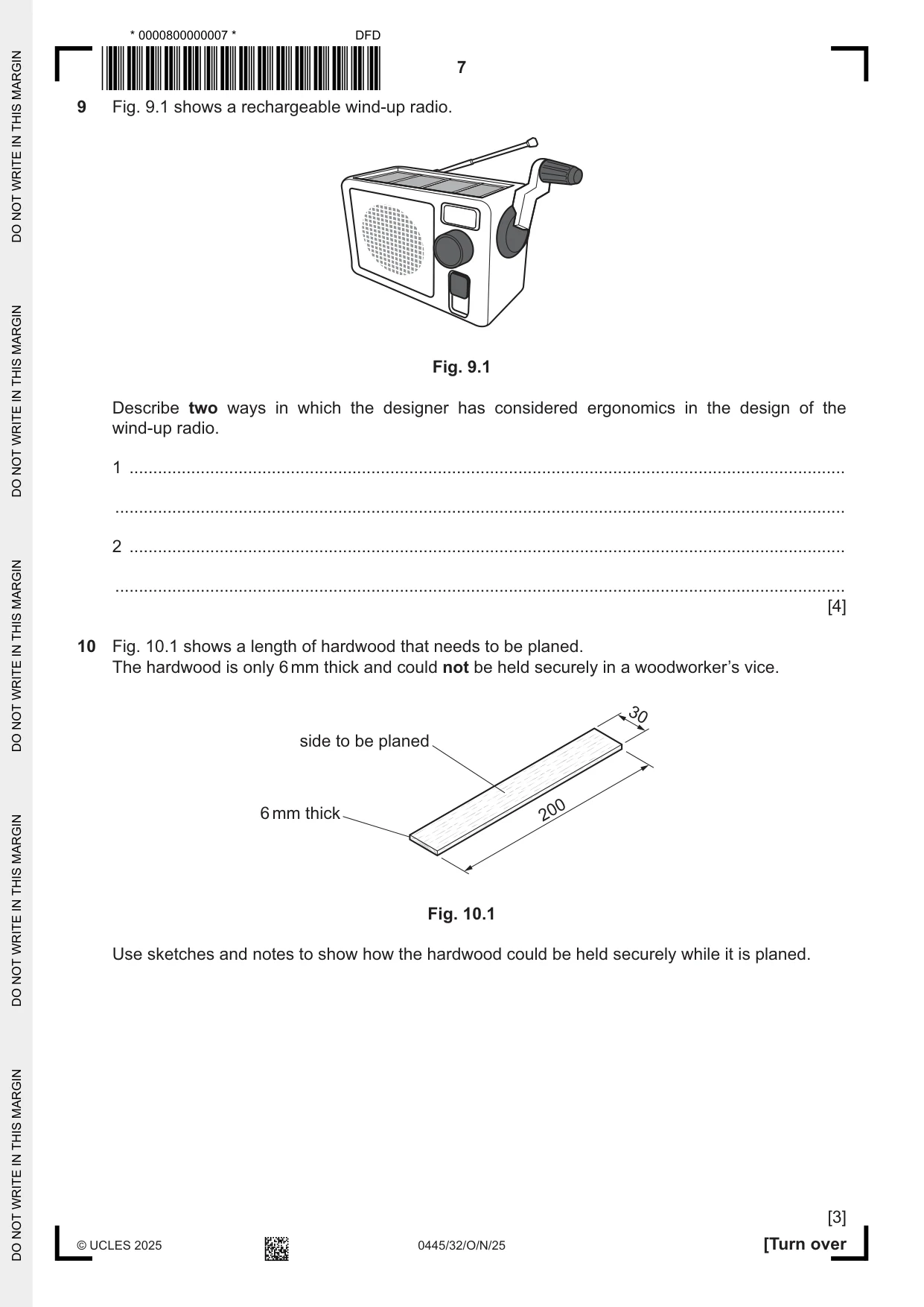 Cambridge IGCSE Design and Technology 0445 2025 Oct/Nov Paper 3 · Variant 2 question paper, page 7 of 24