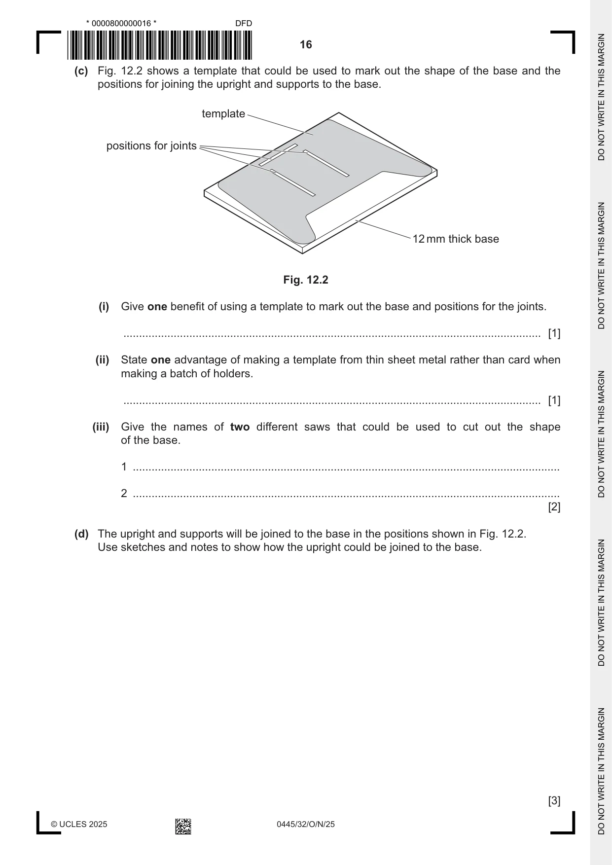 Cambridge IGCSE Design and Technology 0445 2025 Oct/Nov Paper 3 · Variant 2 question paper, page 16 of 24