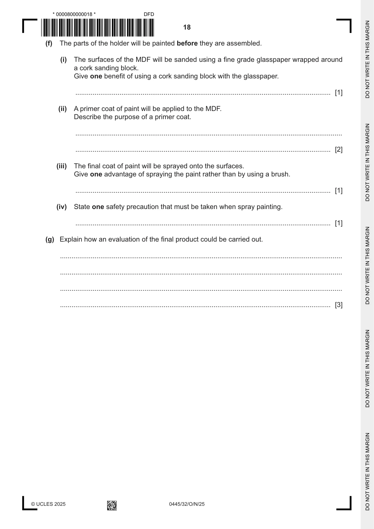 Cambridge IGCSE Design and Technology 0445 2025 Oct/Nov Paper 3 · Variant 2 question paper, page 18 of 24