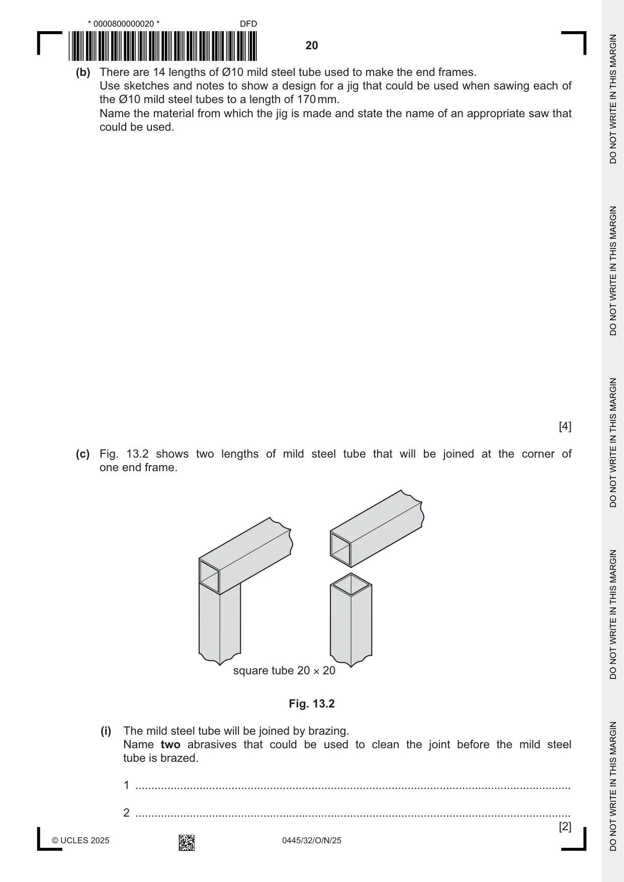 Cambridge IGCSE Design and Technology 0445 2025 Oct/Nov Paper 3 · Variant 2 question paper, page 20 of 24
