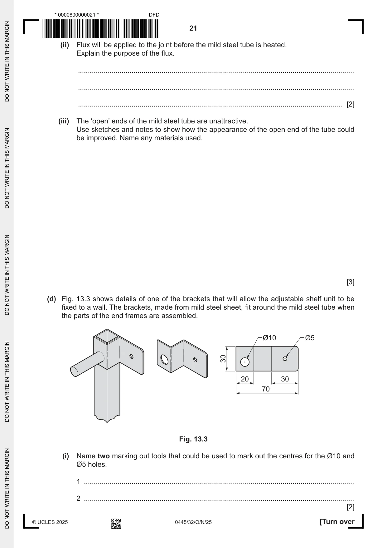 Cambridge IGCSE Design and Technology 0445 2025 Oct/Nov Paper 3 · Variant 2 question paper, page 21 of 24