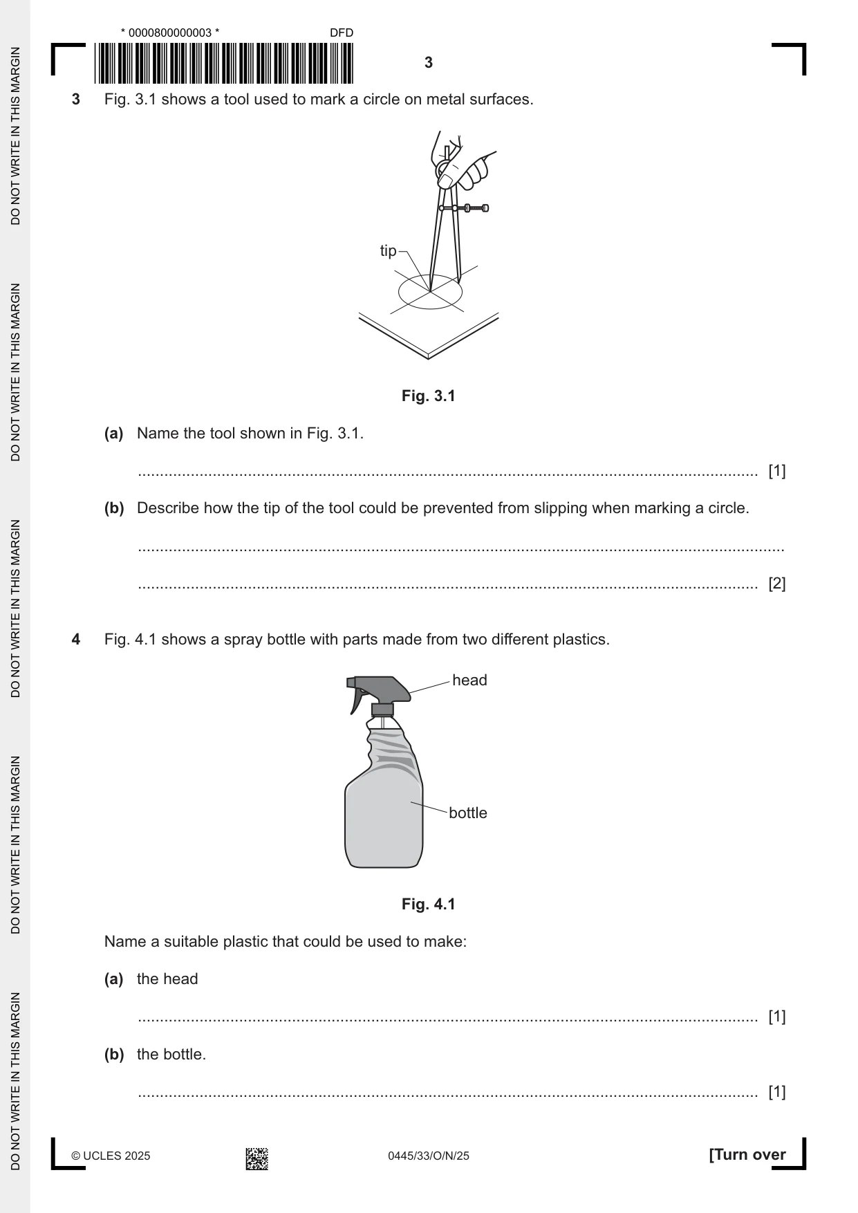 Cambridge IGCSE Design and Technology 0445 2025 Oct/Nov Paper 3 · Variant 3 question paper, page 3 of 24