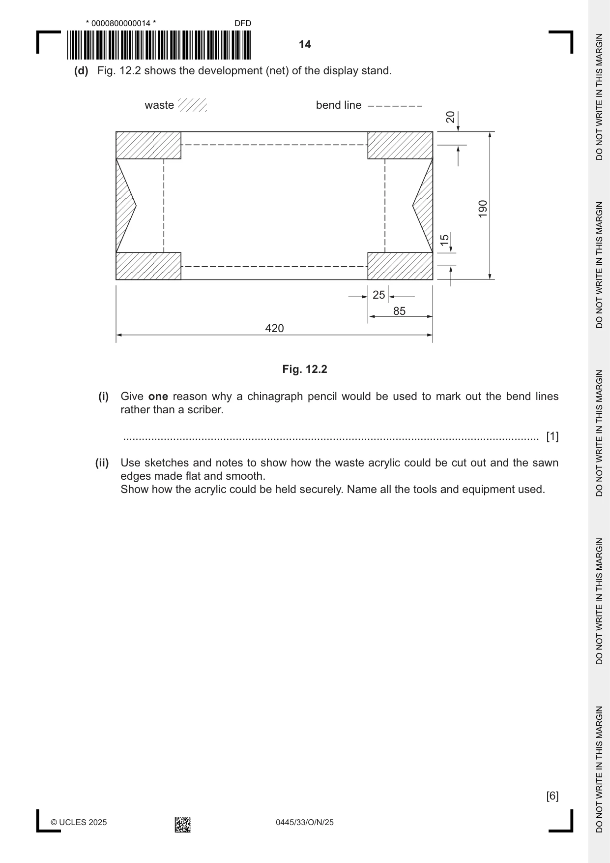 Cambridge IGCSE Design and Technology 0445 2025 Oct/Nov Paper 3 · Variant 3 question paper, page 14 of 24