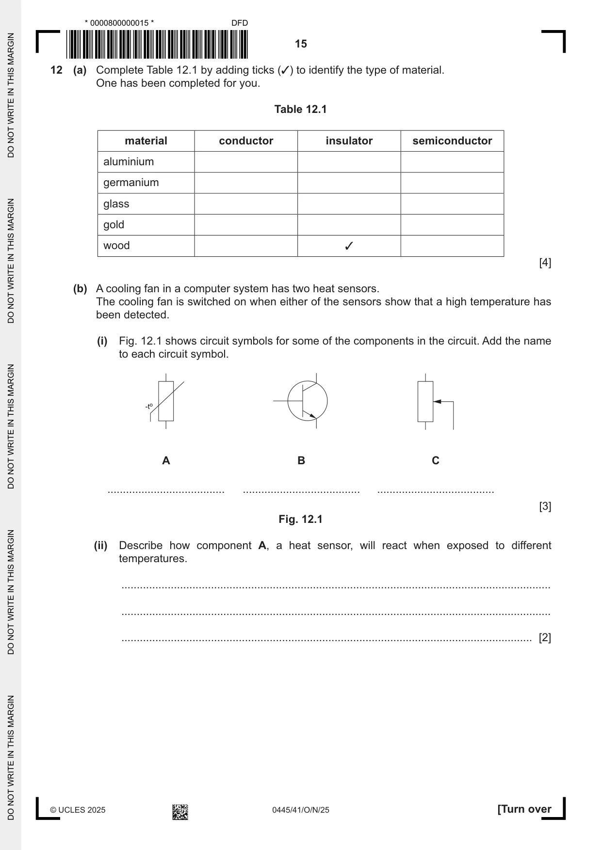 Cambridge IGCSE Design and Technology 0445 2025 Oct/Nov Paper 4 · Variant 1 question paper, page 15 of 20