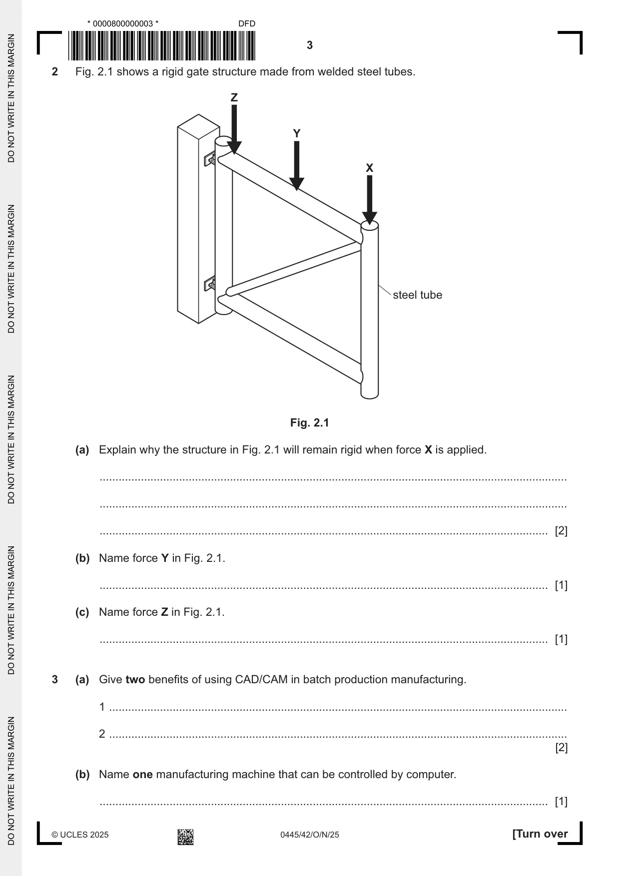 Cambridge IGCSE Design and Technology 0445 2025 Oct/Nov Paper 4 · Variant 2 question paper, page 3 of 20