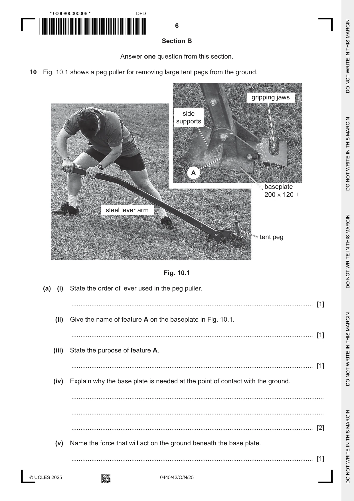 Cambridge IGCSE Design and Technology 0445 2025 Oct/Nov Paper 4 · Variant 2 question paper, page 6 of 20