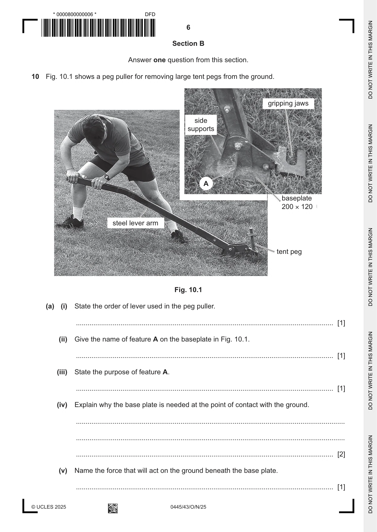 Cambridge IGCSE Design and Technology 0445 2025 Oct/Nov Paper 4 · Variant 3 question paper, page 6 of 20