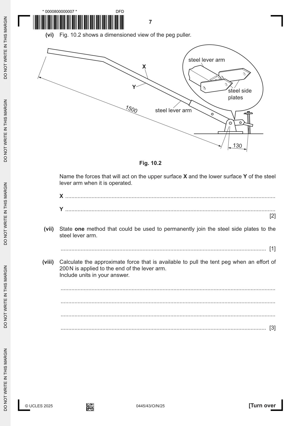 Cambridge IGCSE Design and Technology 0445 2025 Oct/Nov Paper 4 · Variant 3 question paper, page 7 of 20