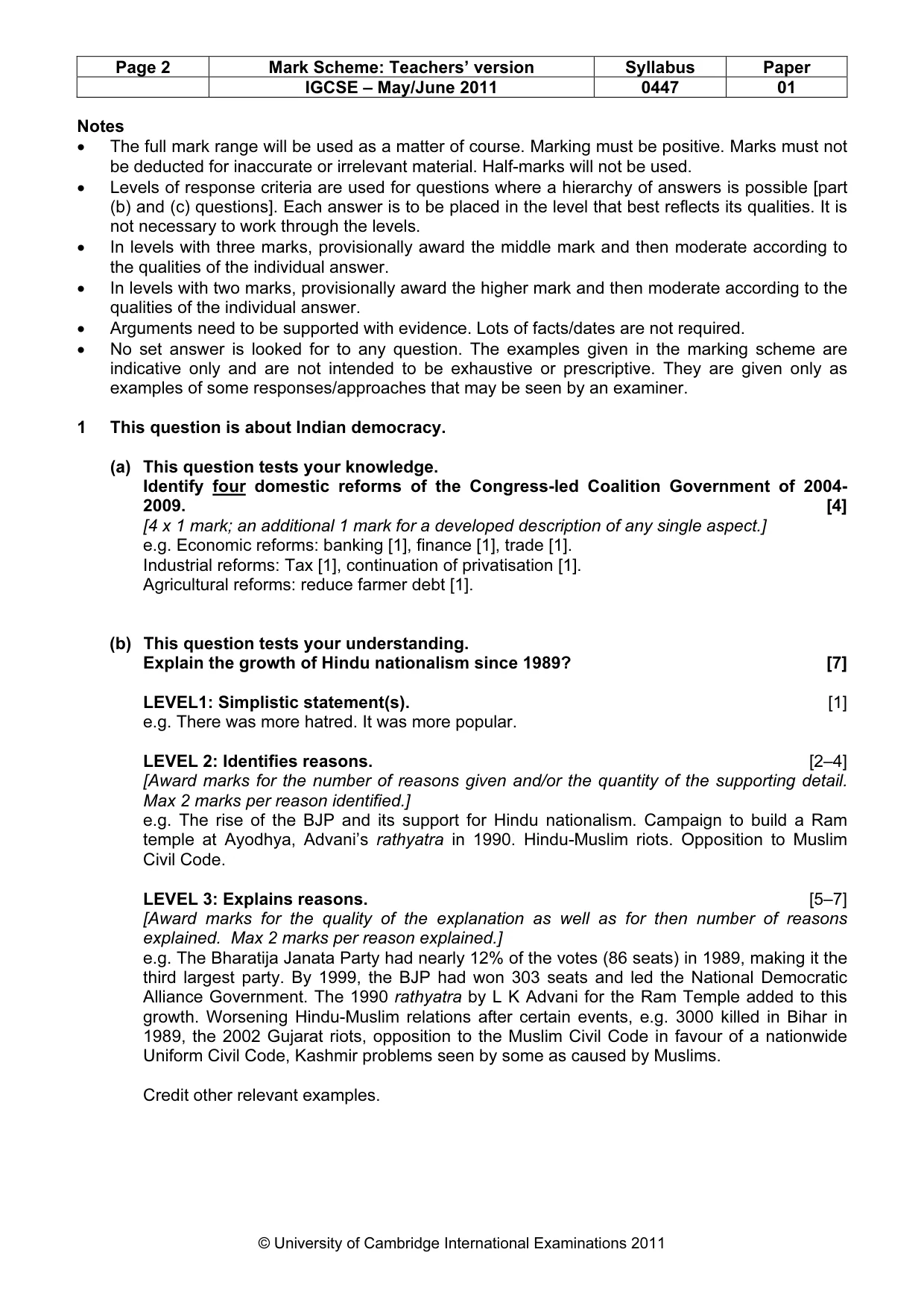 Mark scheme, page 2 of 9