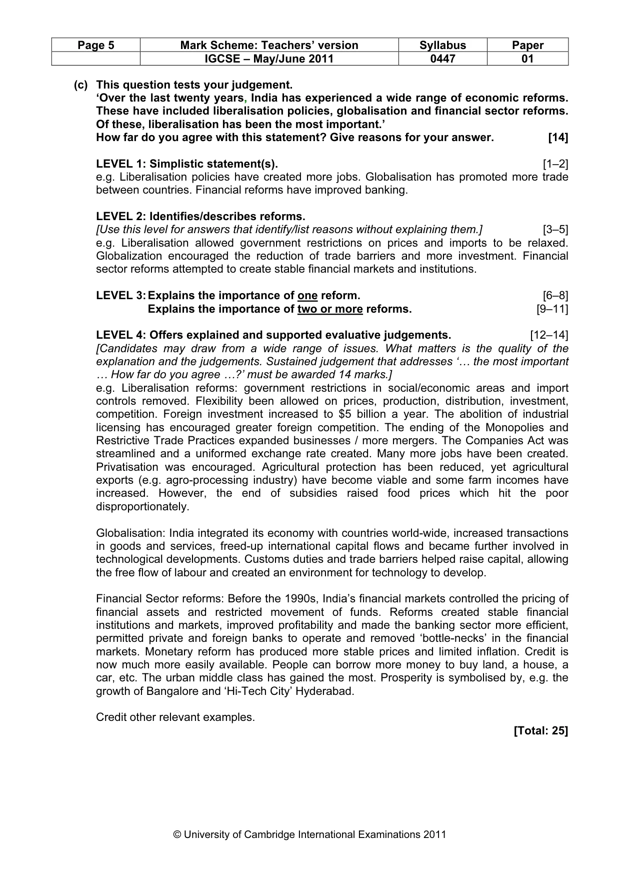 Mark scheme, page 5 of 9