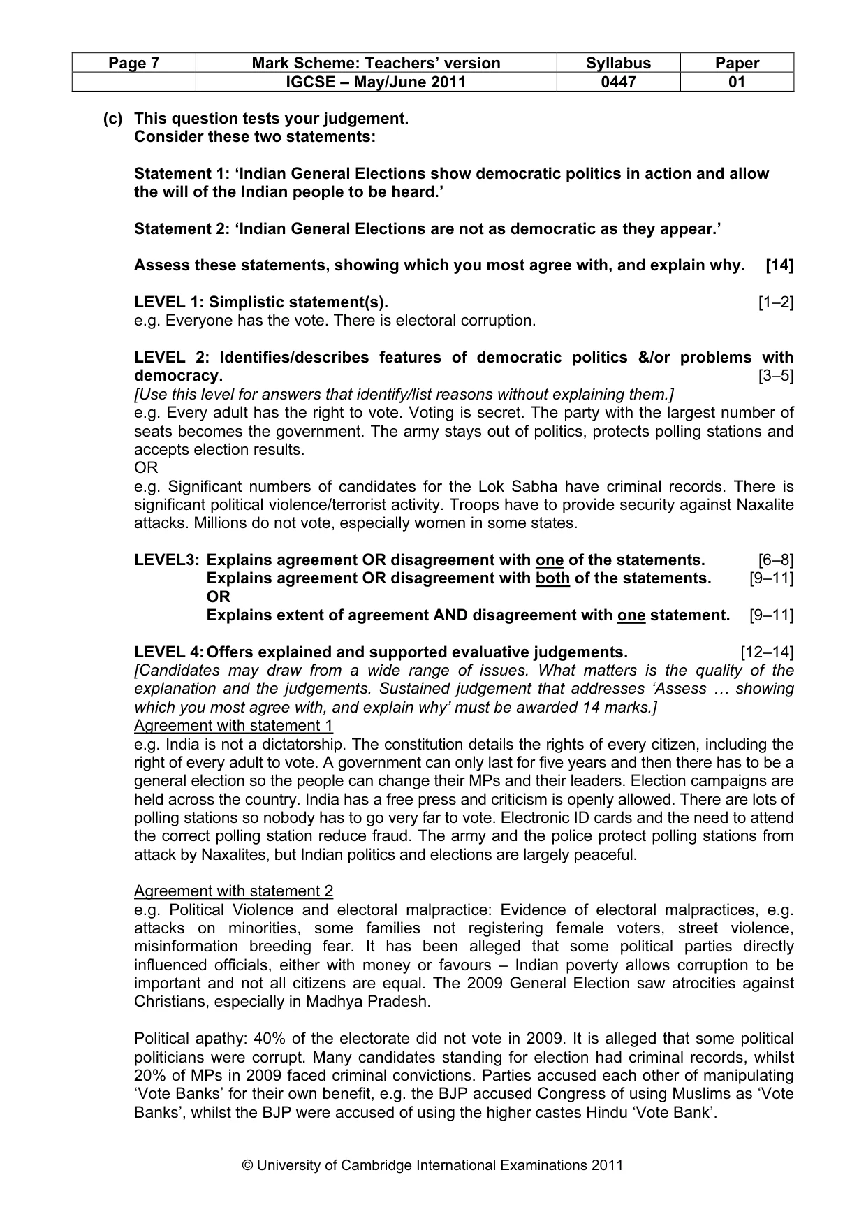 Mark scheme, page 7 of 9