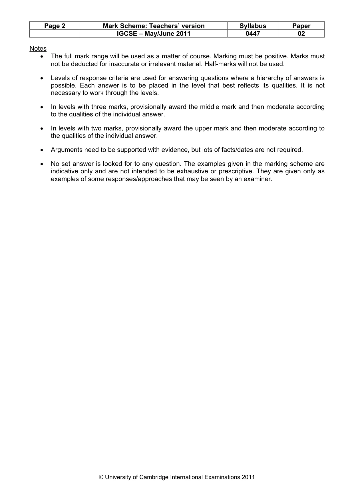 Mark scheme, page 2 of 7