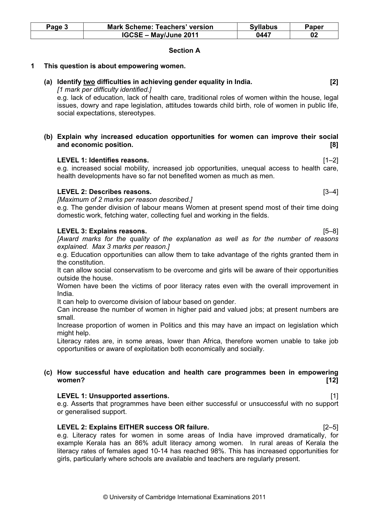 Mark scheme, page 3 of 7