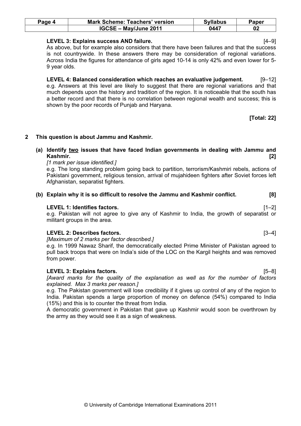 Mark scheme, page 4 of 7