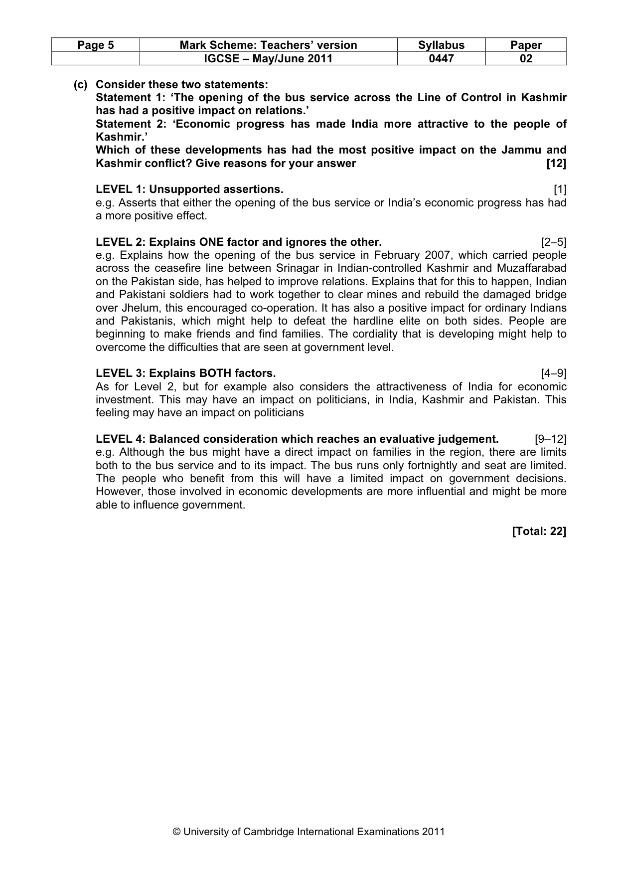 Mark scheme, page 5 of 7