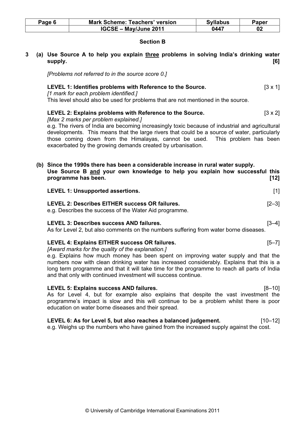 Mark scheme, page 6 of 7