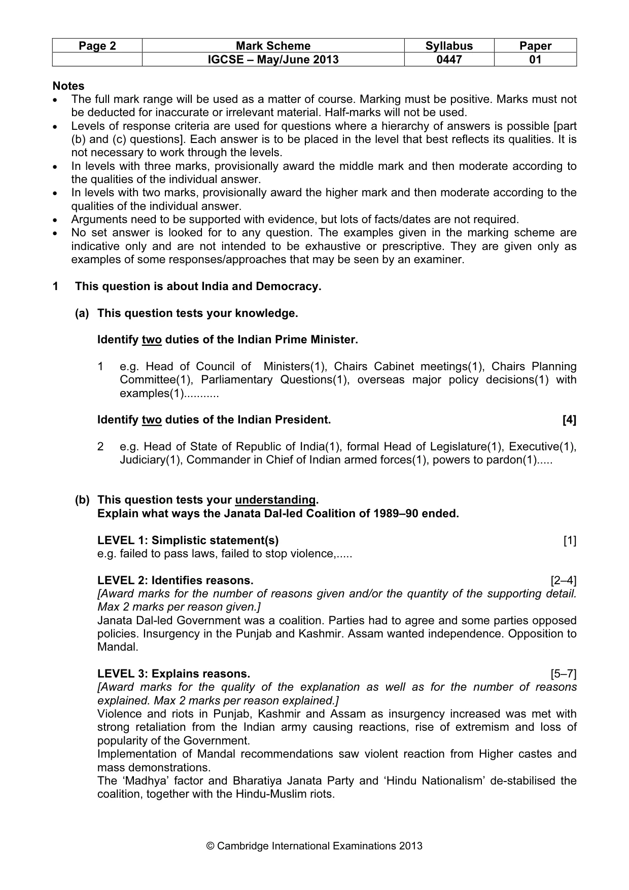 Mark scheme, page 2 of 9