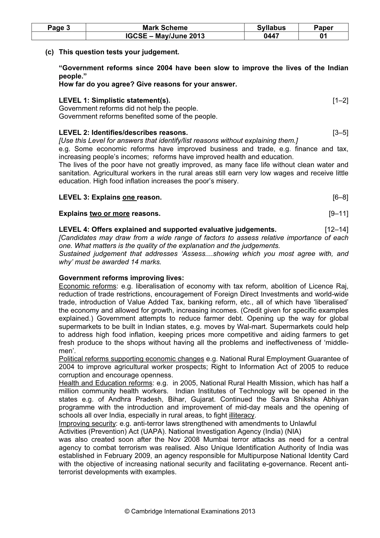 Mark scheme, page 3 of 9