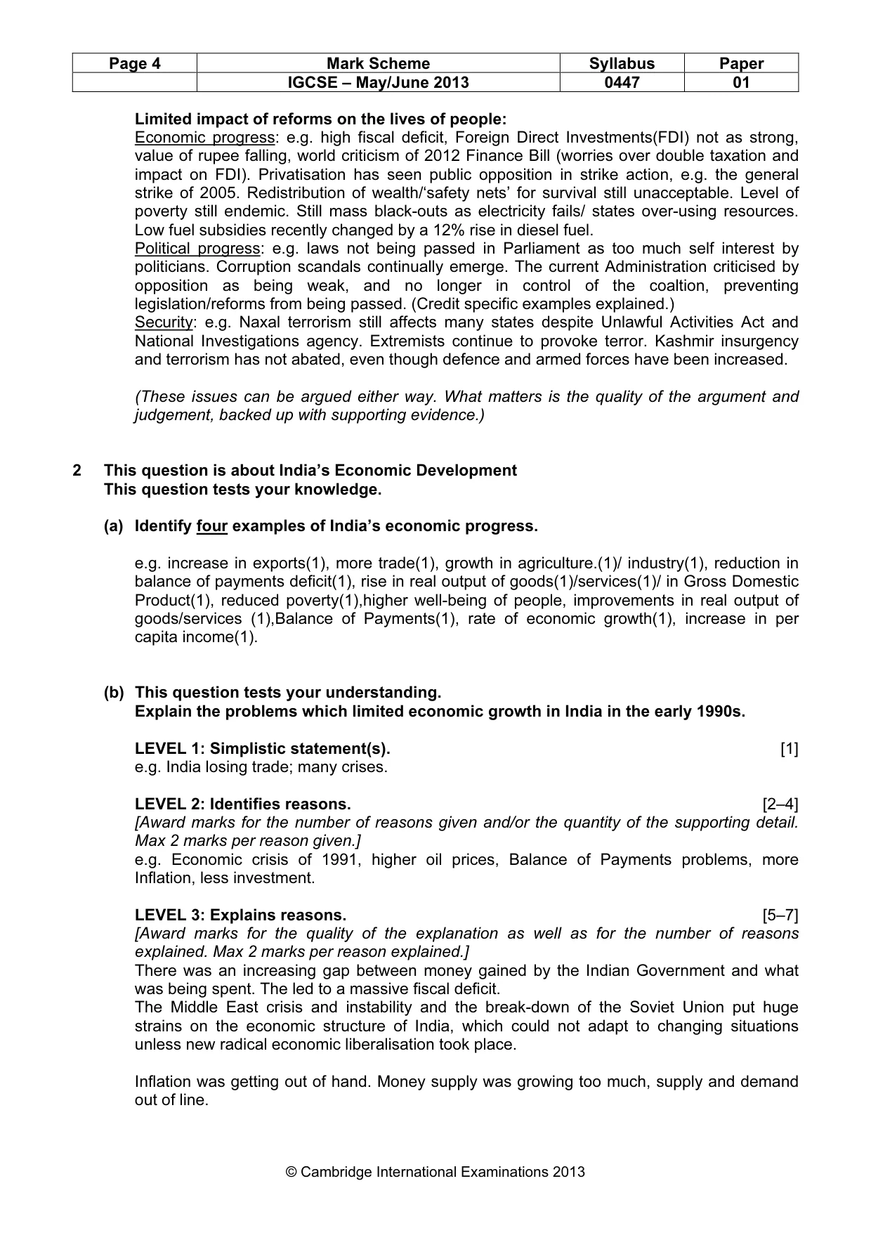 Mark scheme, page 4 of 9