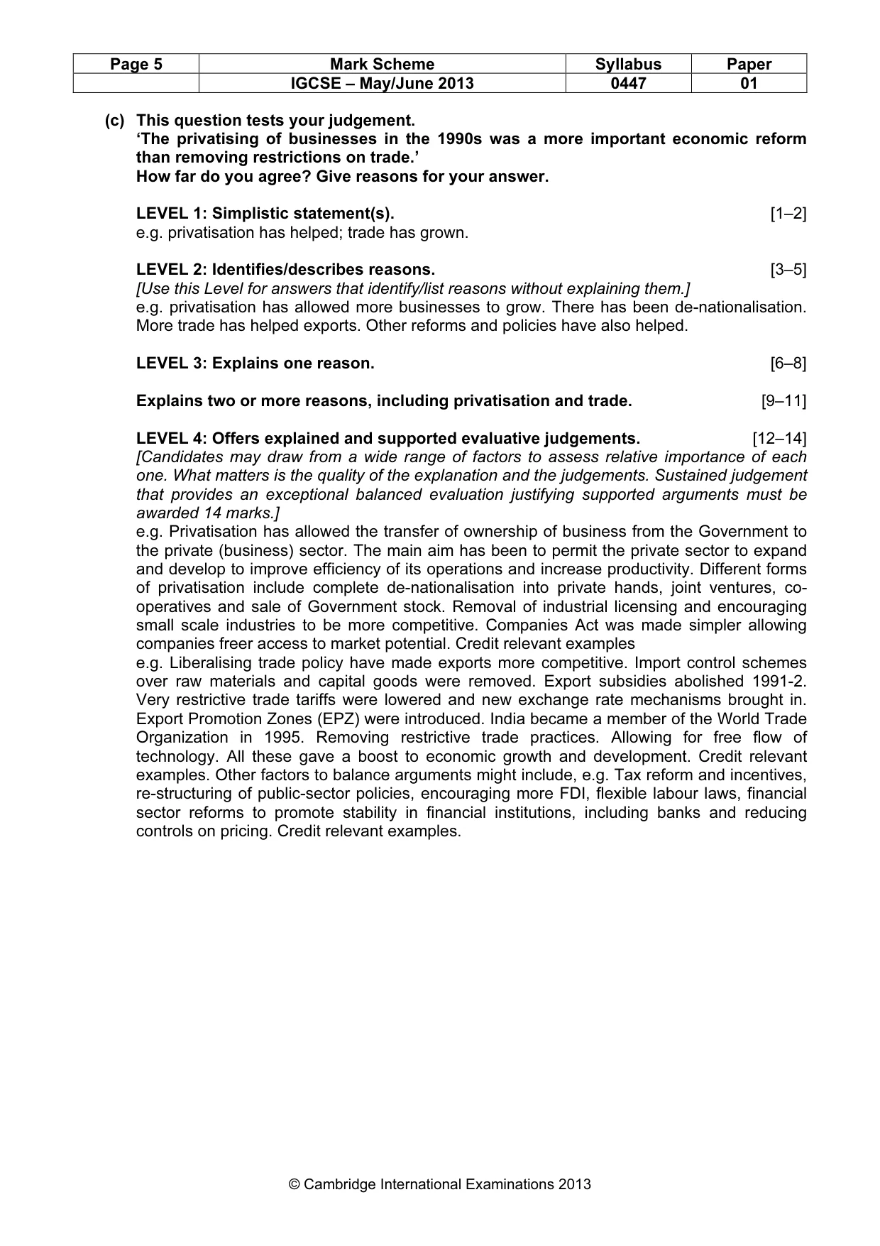 Mark scheme, page 5 of 9