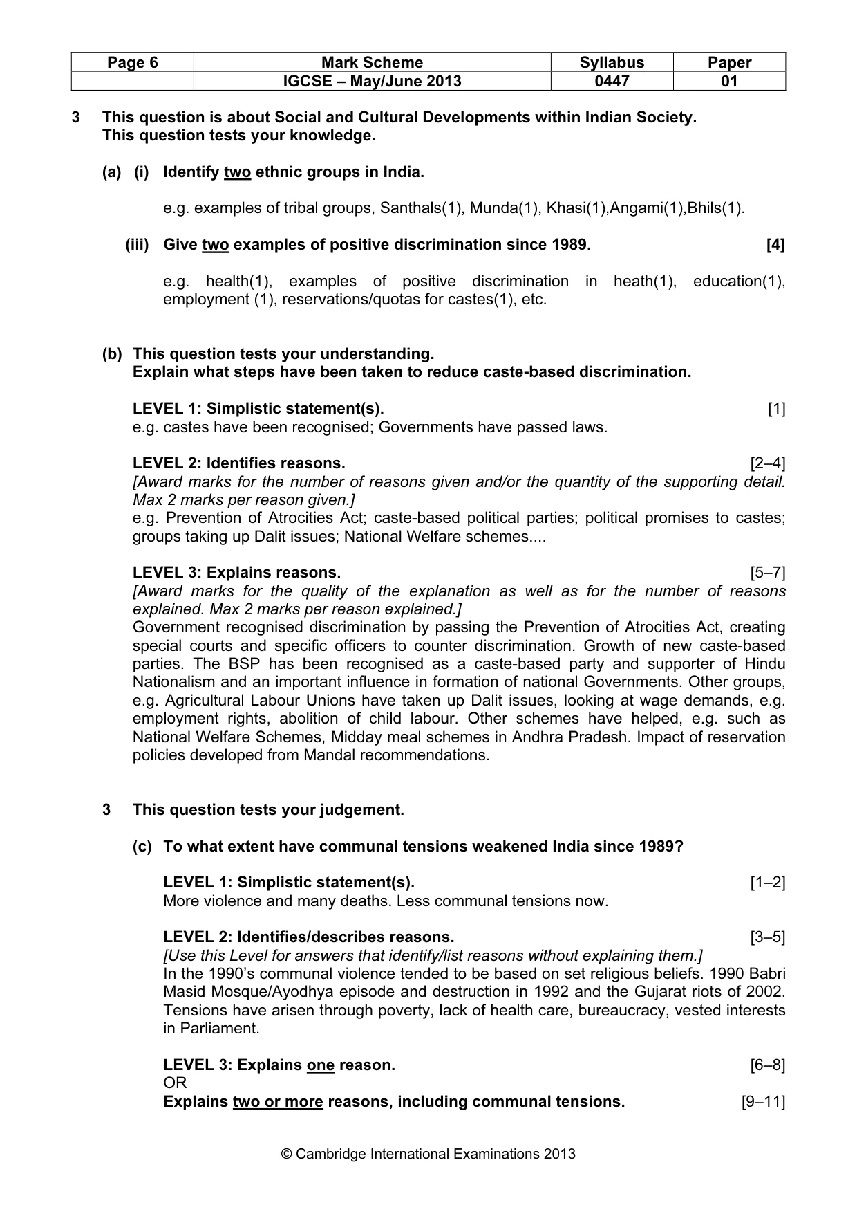 Mark scheme, page 6 of 9