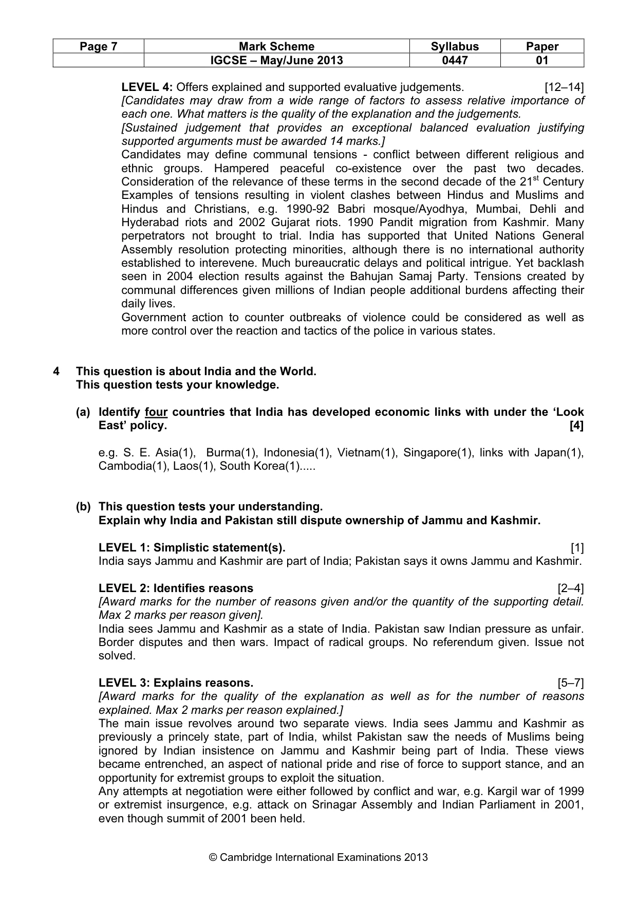 Mark scheme, page 7 of 9