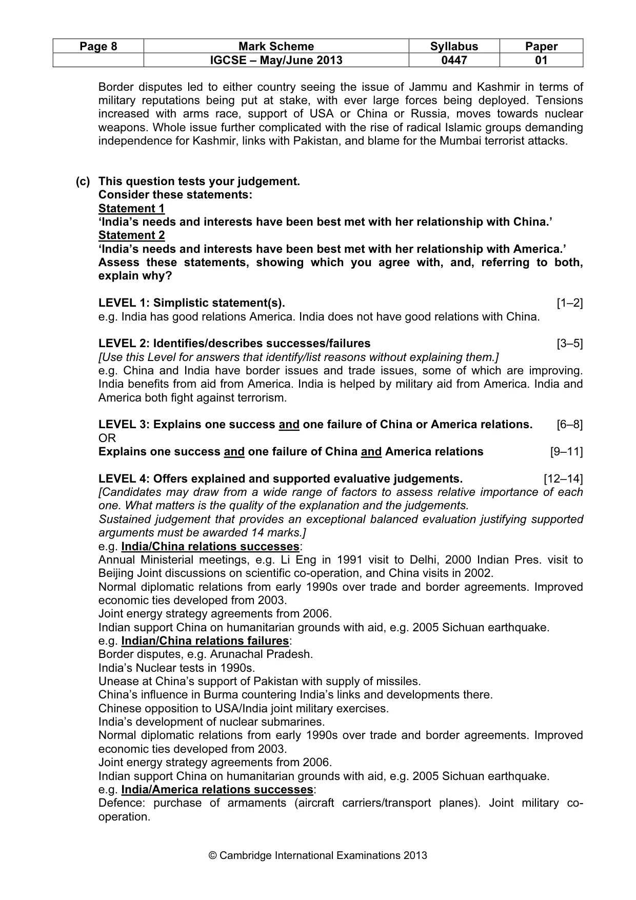 Mark scheme, page 8 of 9