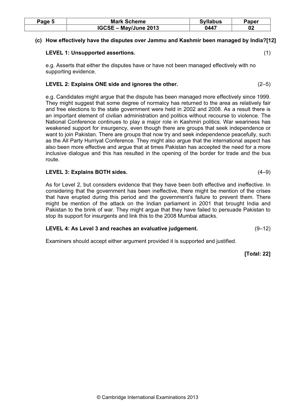 Mark scheme, page 5 of 7
