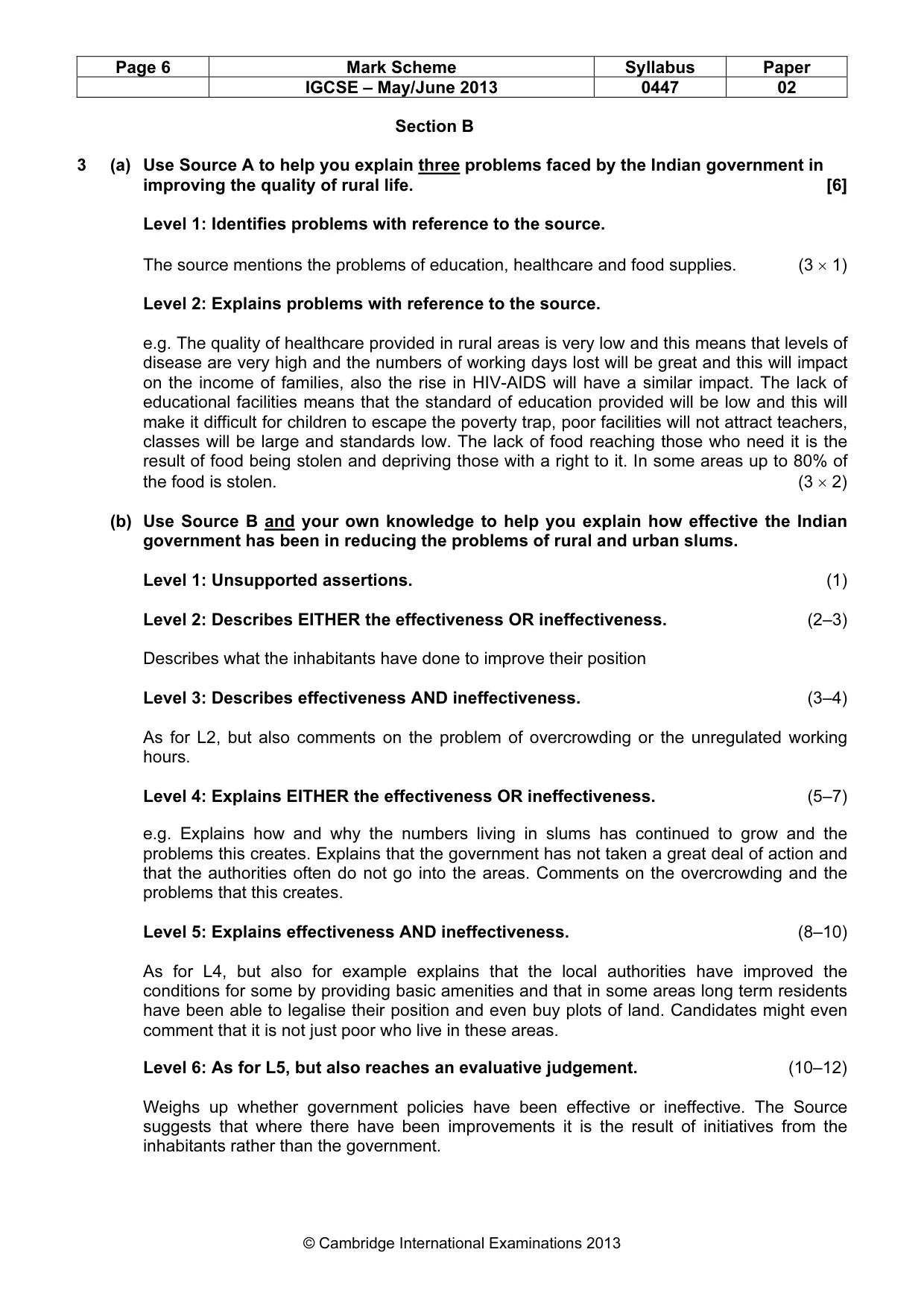 Mark scheme, page 6 of 7
