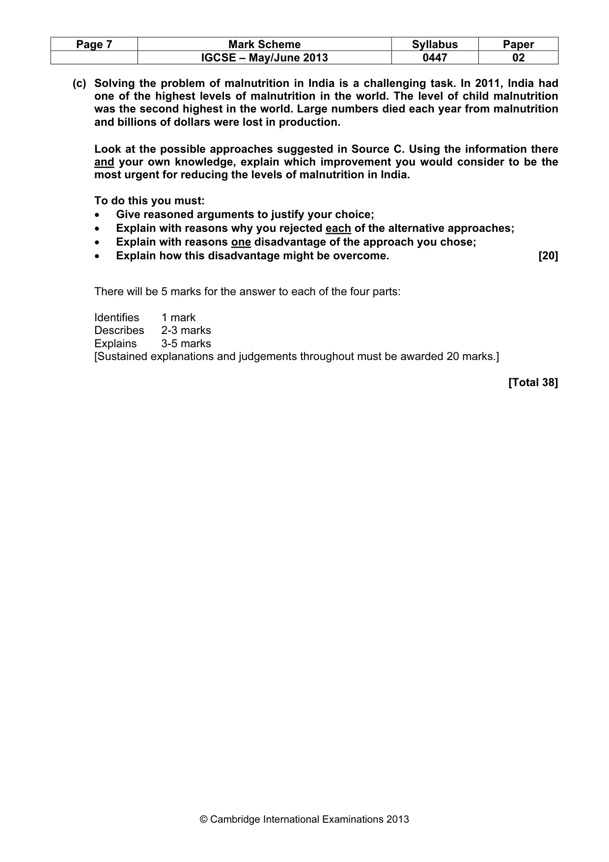 Mark scheme, page 7 of 7