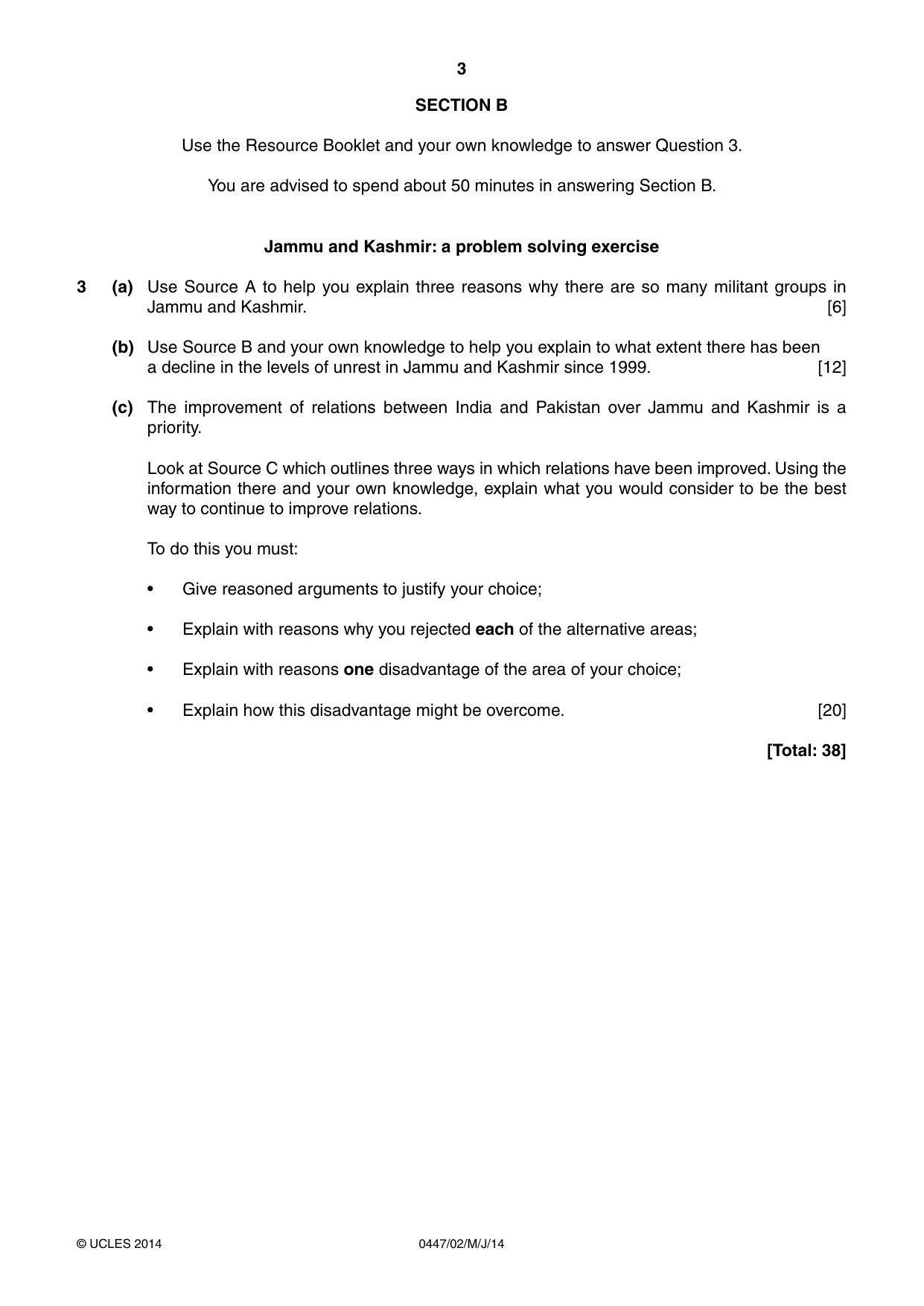 Cambridge IGCSE India Studies 0447 2014 May/June Paper 2 · Variant 0 question paper, page 3 of 4