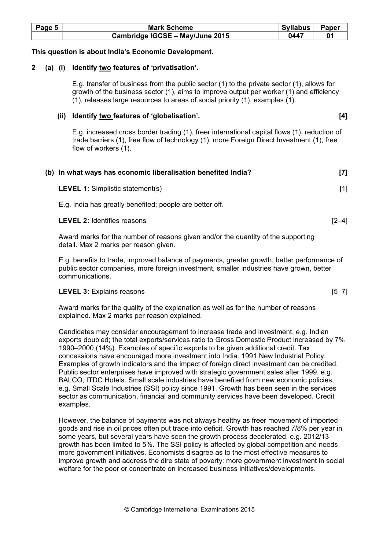 Mark scheme, page 5 of 11
