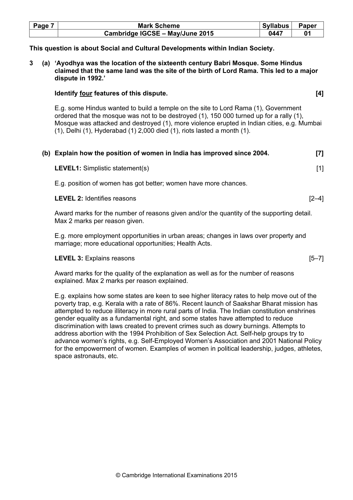 Mark scheme, page 7 of 11