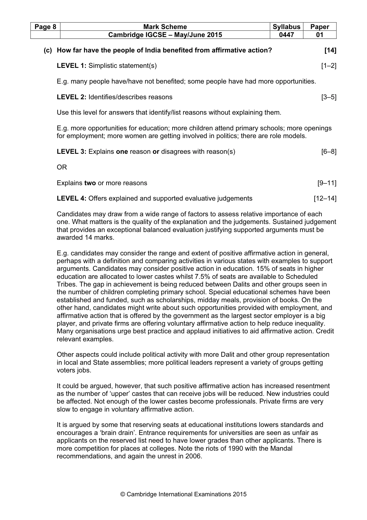 Mark scheme, page 8 of 11