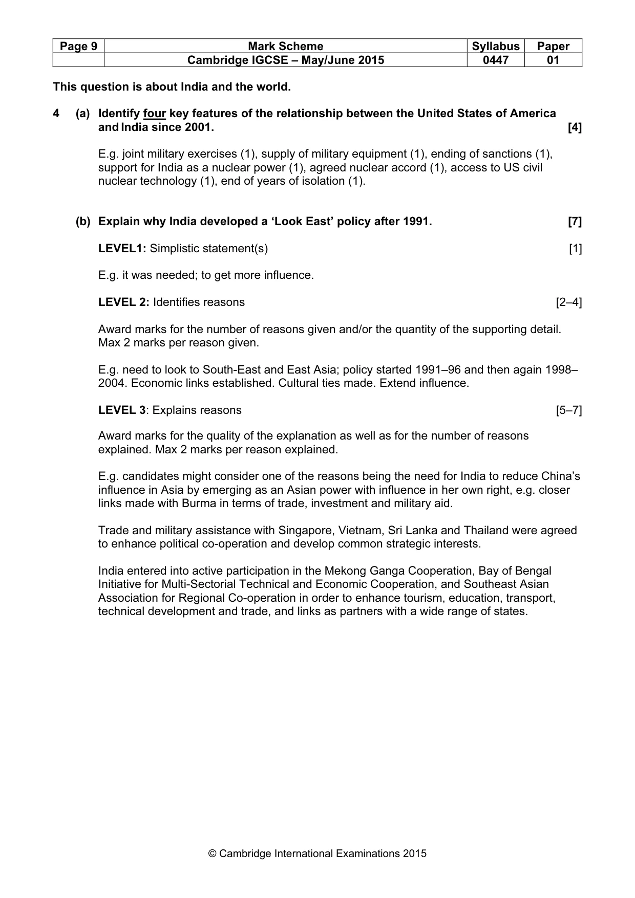 Mark scheme, page 9 of 11