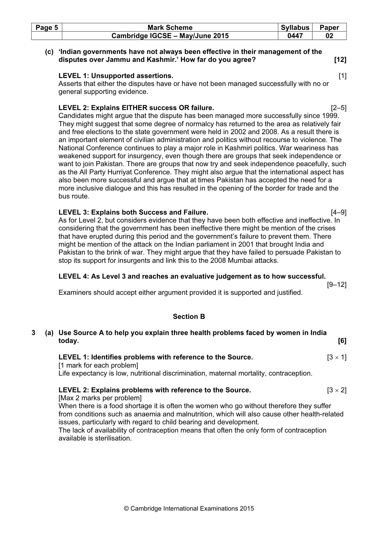 Mark scheme, page 5 of 6