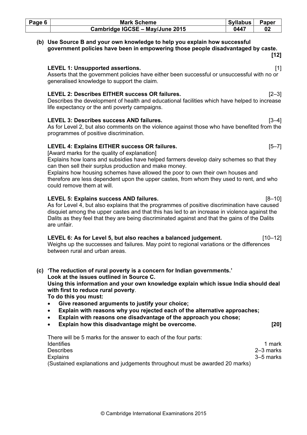 Mark scheme, page 6 of 6